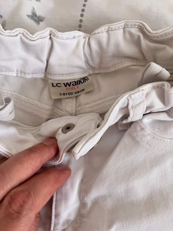 Nakışlı Beyaz Bohem kız çocuk Pantolon - Görsel 3