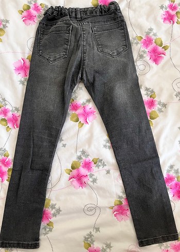 Gri Kız Kot Pantolon Taş Detaylı - Görsel 4