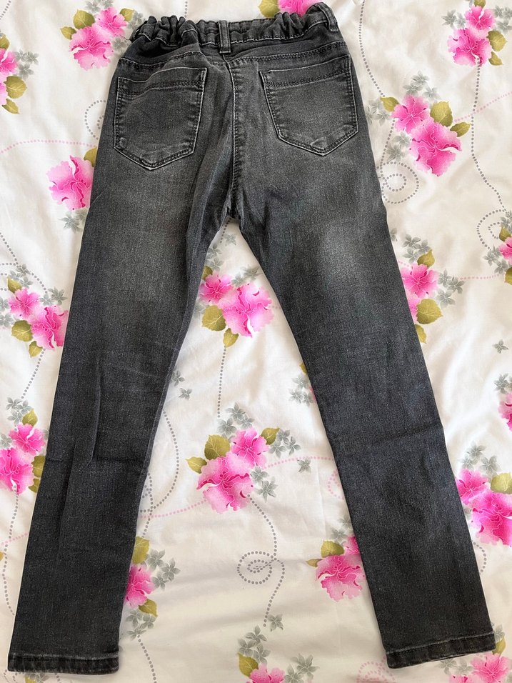 Gri Kız Kot Pantolon Taş Detaylı - Görsel 4