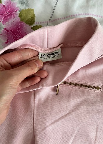 Kız Çocuk Pembe Fermuarlı Tayt - Görsel 3