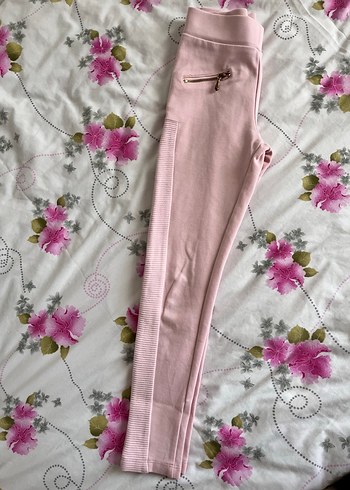 Kız Çocuk Pembe Fermuarlı Tayt - Görsel 4