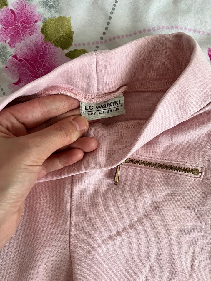 Kız Çocuk Pembe Fermuarlı Tayt - Görsel 3