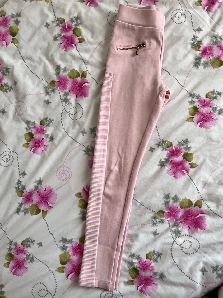 Kız Çocuk Pembe Fermuarlı Tayt - Görsel 4