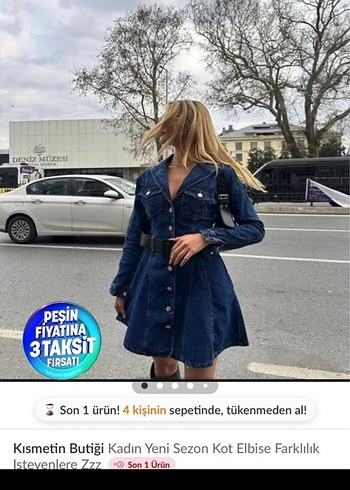 l Beden Kadın Kemerli Mini Kot Ceket