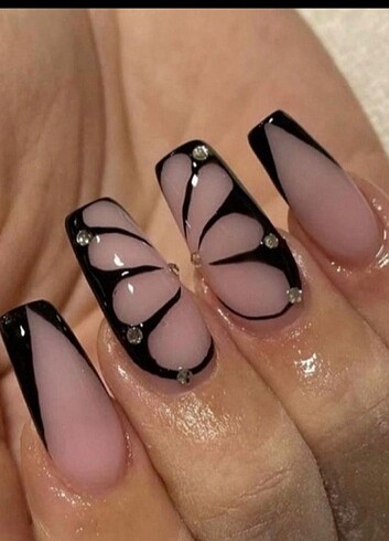 Siyah Nail Art Takma Tirnak