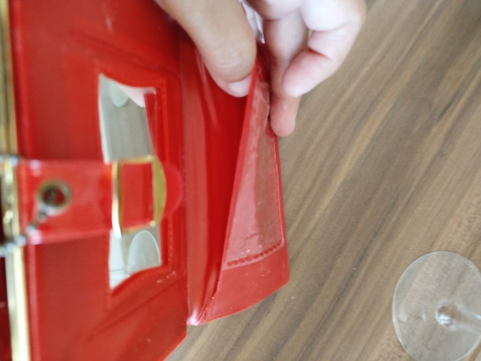 Bohem tarzda çıtçıtlı Kırmızı Cüzdan - Görsel 4