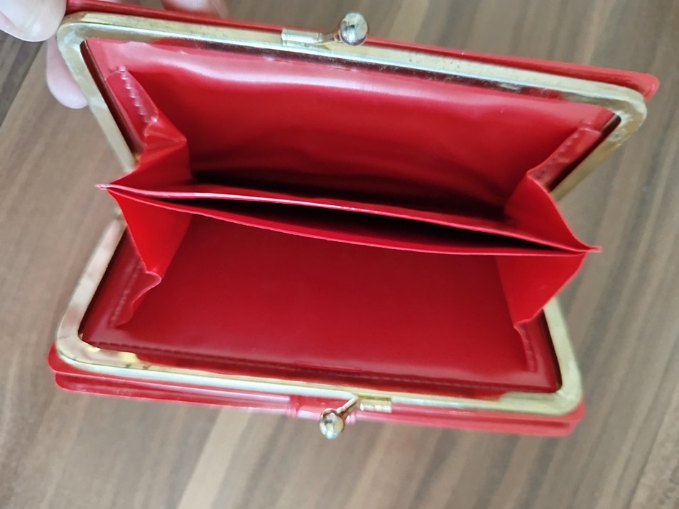 Bohem tarzda çıtçıtlı Kırmızı Cüzdan - Görsel 3