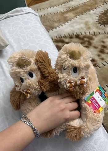 Kız çocuk Kahverengi Peluş Bohem Terlik - Görsel 3