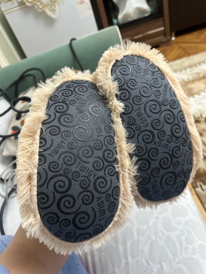 Kız çocuk Kahverengi Peluş Bohem Terlik - Görsel 4