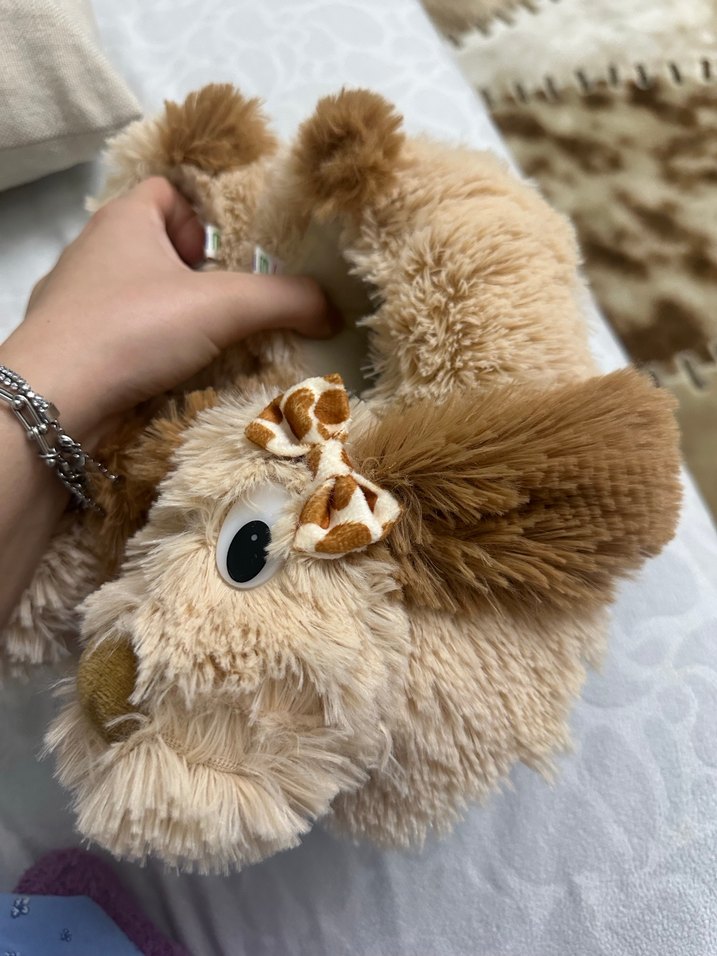 Kız çocuk Kahverengi Peluş Bohem Terlik - Görsel 2