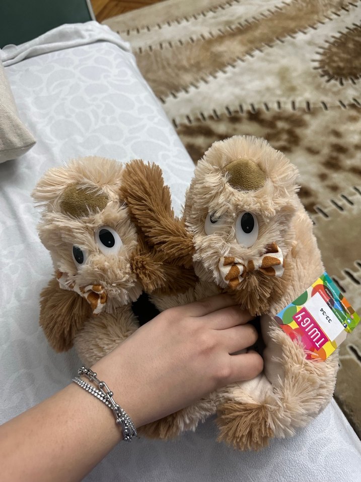 Kız çocuk Kahverengi Peluş Bohem Terlik - Görsel 3