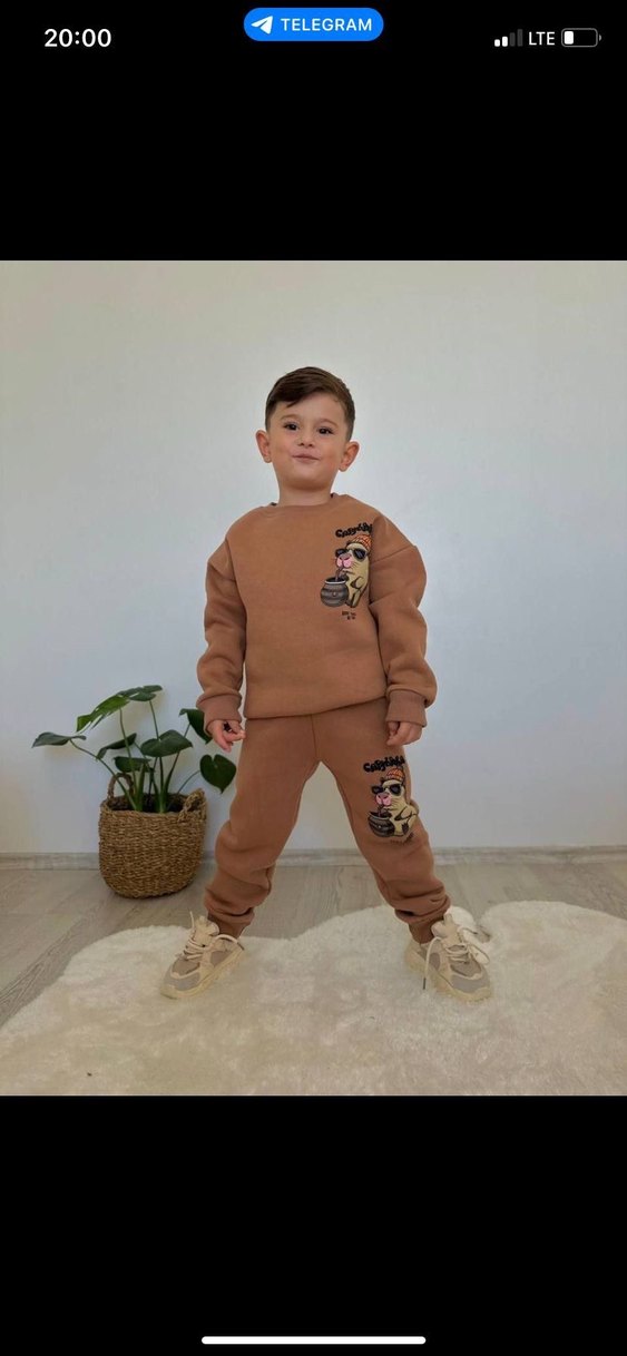 Erkek Çocuk Kahverengi Rahat Eşofman Takımı - Görsel 2