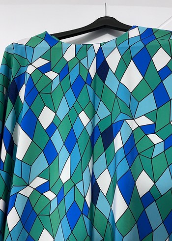 Mavi Renkli Uzun salaş Kadın Elbise - Görsel 2