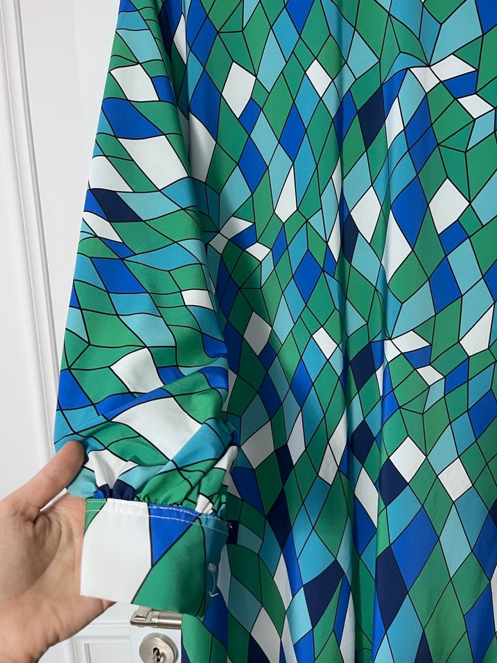 Mavi Renkli Uzun salaş Kadın Elbise - Görsel 3