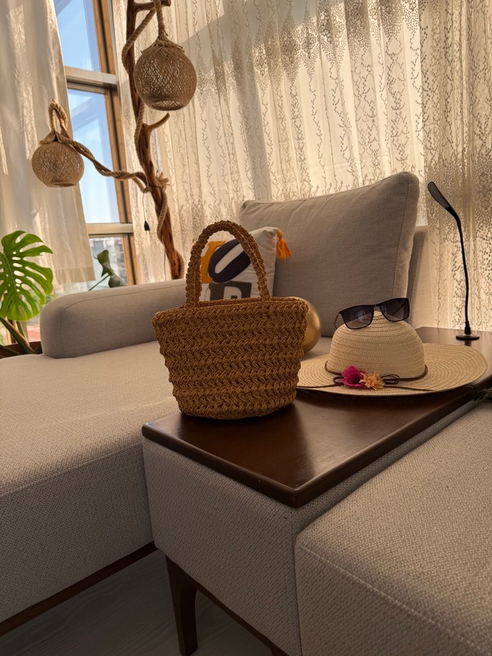 Bej Örgü Kadın Çanta - Görsel 2