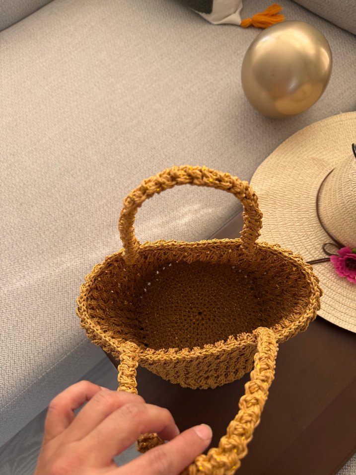 Bej Örgü Kadın Çanta - Görsel 4