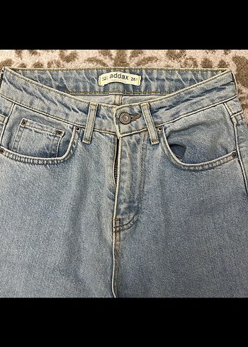 Mavi Bağlama Desenli Rahat Kesim Kadın Jean 150 boya uygun - Görsel 2