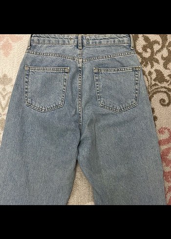 Mavi Bağlama Desenli Rahat Kesim Kadın Jean 150 boya uygun - Görsel 4