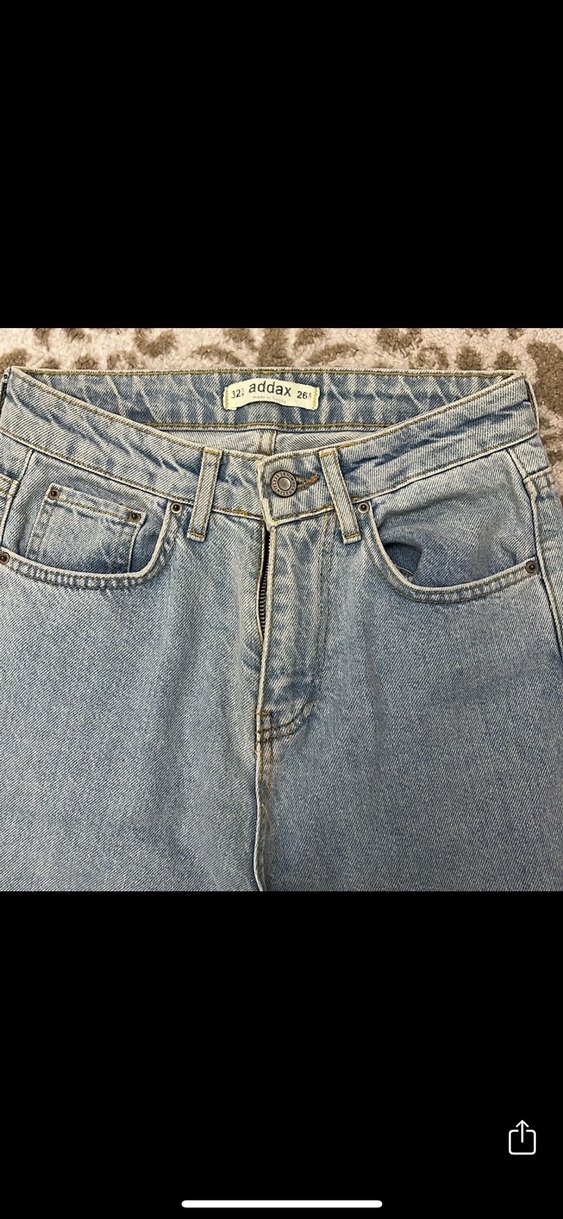 Mavi Bağlama Desenli Rahat Kesim Kadın Jean 150 boya uygun - Görsel 2