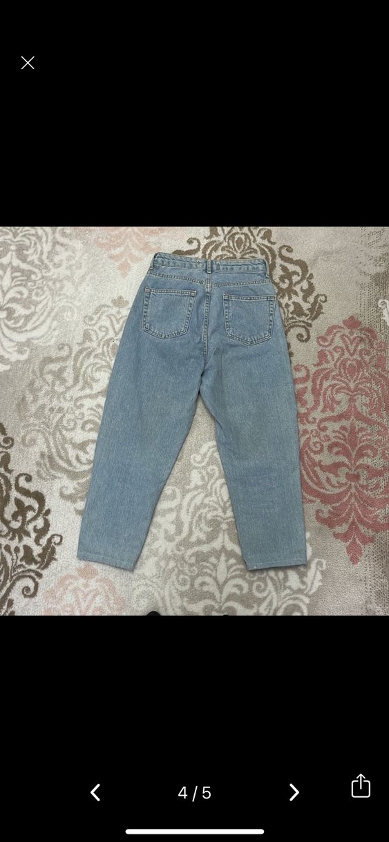 Mavi Bağlama Desenli Rahat Kesim Kadın Jean 150 boya uygun - Görsel 3