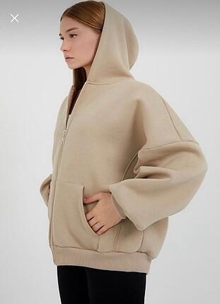 Trendyol & Milla Bej oversize kapşonlu ceket
