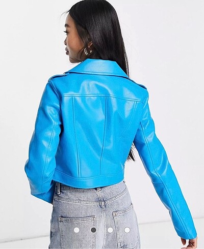 s Beden mavi Renk Stradivarius biker deri ceket