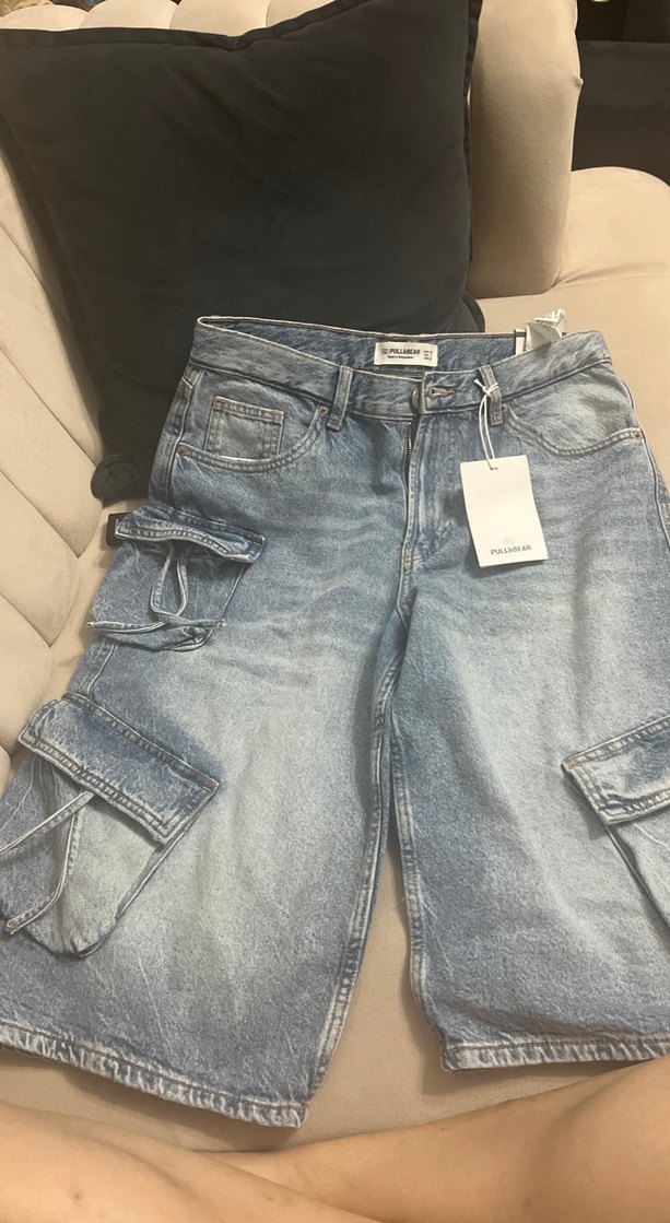 Pull&Bear Gri Rahat Kesim Kadın Kot Pantolon - Görsel 2