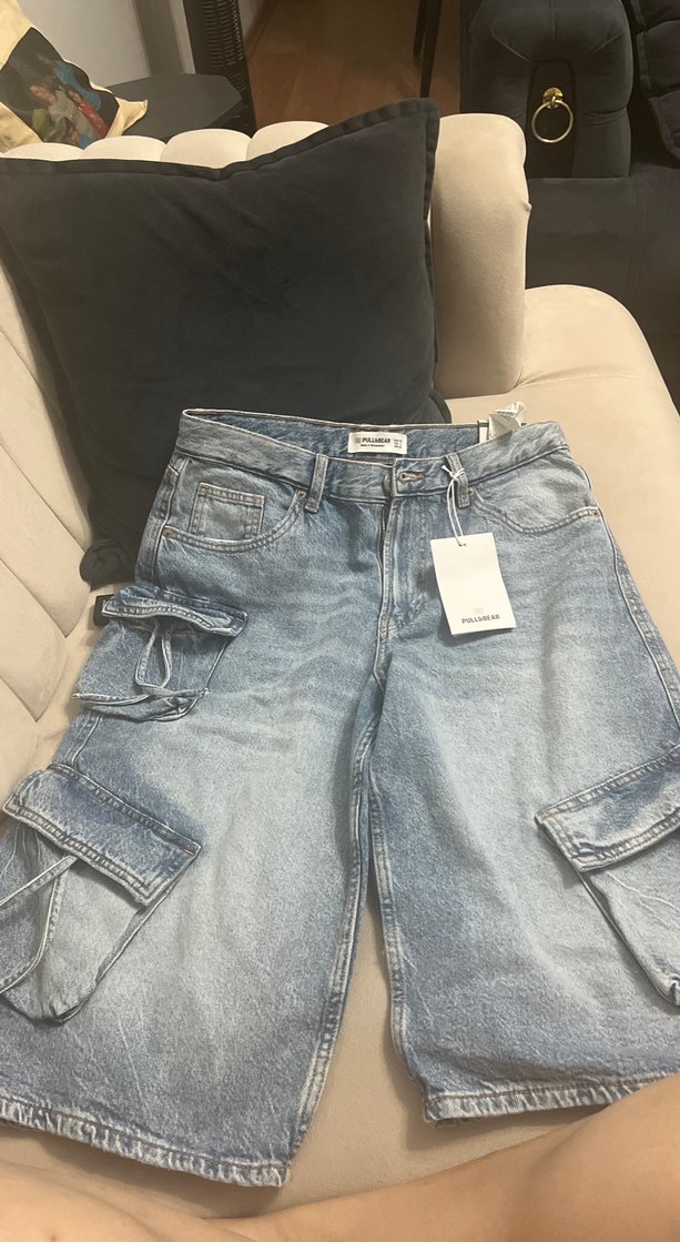 Pull&Bear Gri Rahat Kesim Kadın Kot Pantolon - Görsel 3
