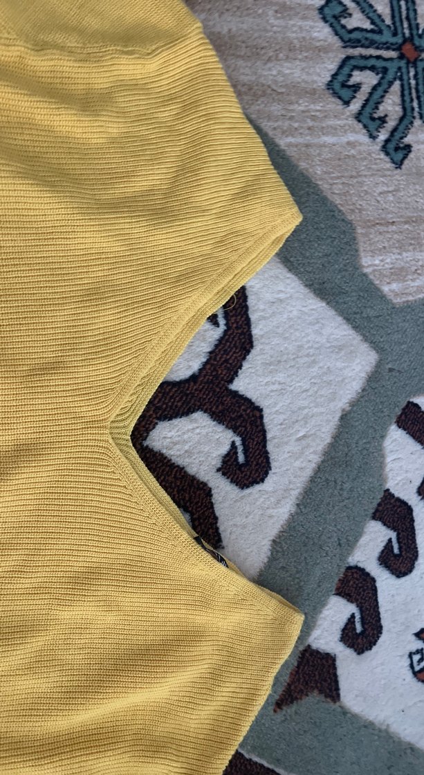 Sarı V Yaka Uzun Kollu Kadın Triko Kazak - Görsel 3