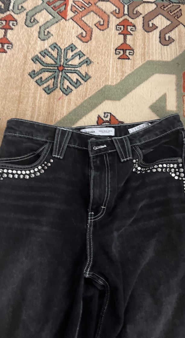 Tokalı Bol Kesim Kadın Kot Pantolon - Görsel 2