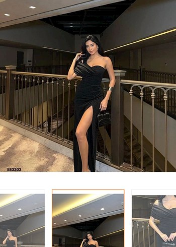 Siyah Drapeli Uzun Kadın Elbise - Görsel 2