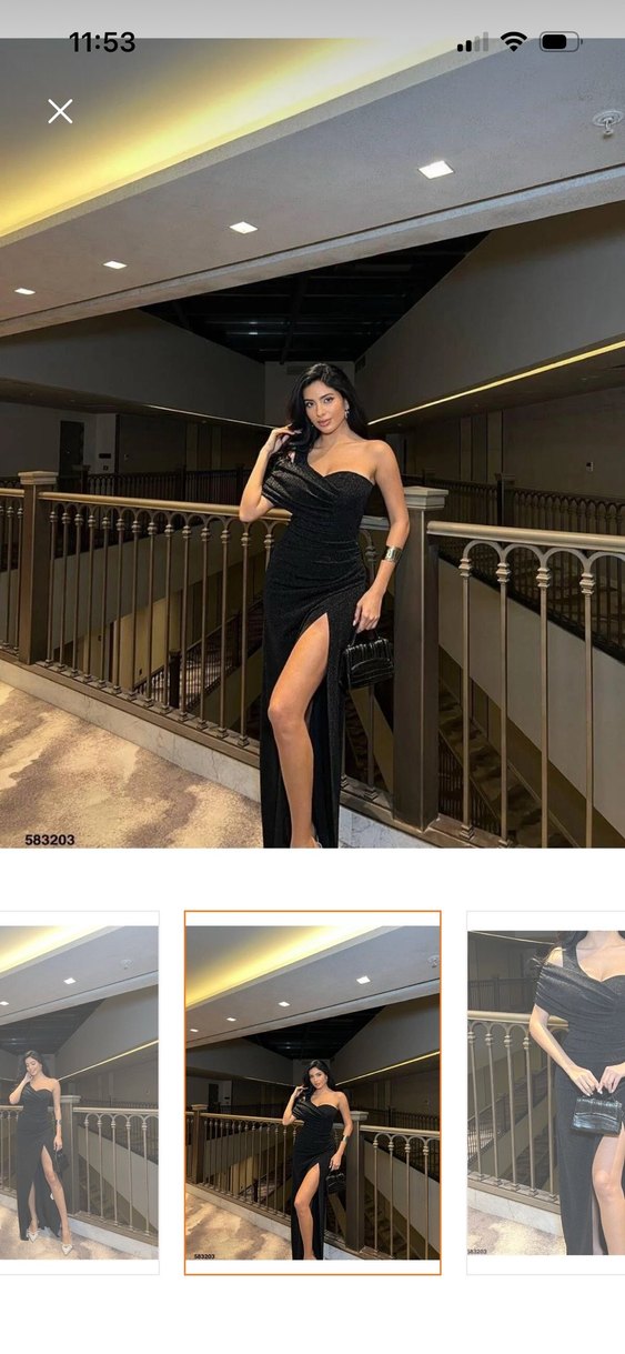 Siyah Drapeli Uzun Kadın Elbise - Görsel 2