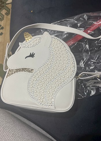 İnci İşlemeli Beyaz Bebek Çantası - Görsel 2