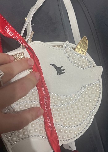 İnci İşlemeli Beyaz Bebek Çantası - Görsel 3