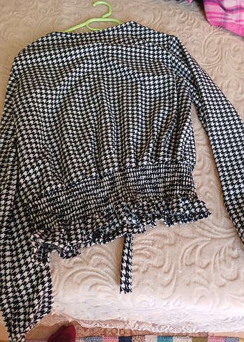 Kadın Siyah Beyaz Uzun Kollu Bluz - Görsel 2