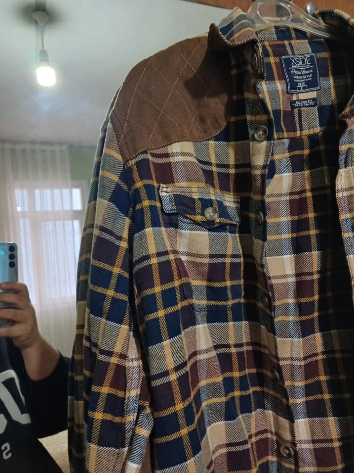 Erkek Kahverengi Ekose Gömlek, Uzun Kollu, Rahat Kesim - Görsel 5