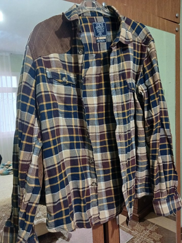 Erkek Kahverengi Ekose Gömlek, Uzun Kollu, Rahat Kesim - Görsel 3