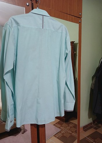 Turkuaz Düğmeli Erkek Gömlek - Görsel 3