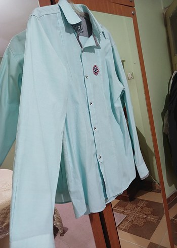 Turkuaz Düğmeli Erkek Gömlek - Görsel 2