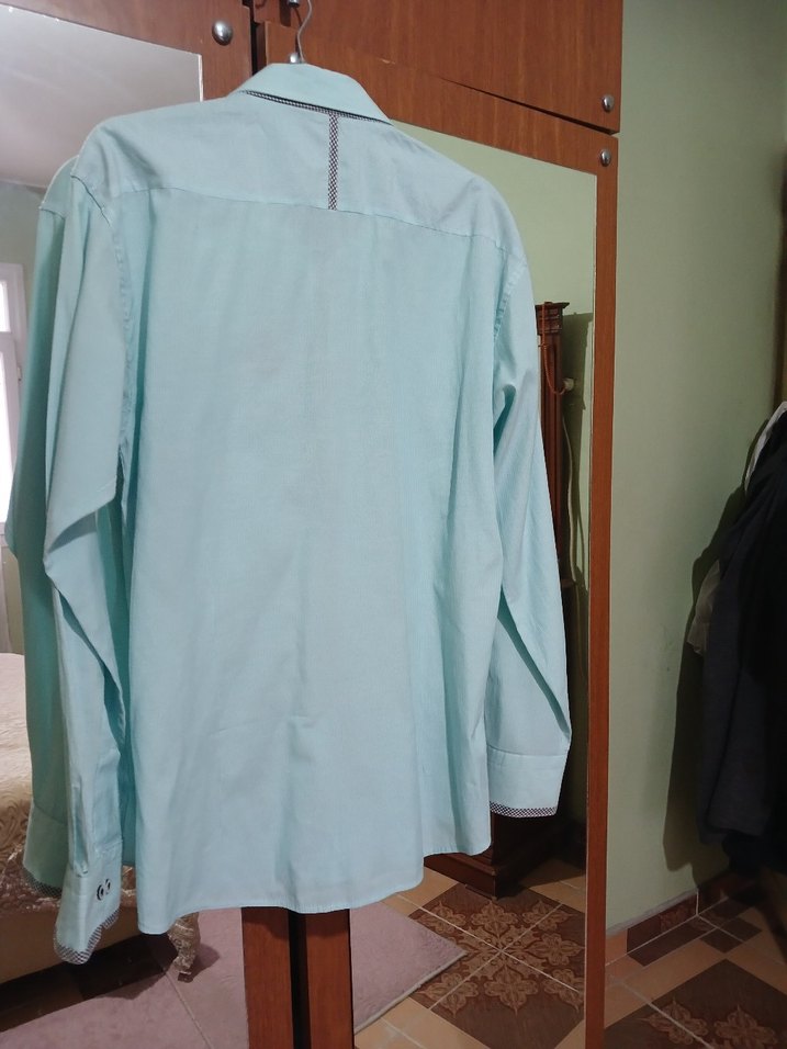 Turkuaz Düğmeli Erkek Gömlek - Görsel 3