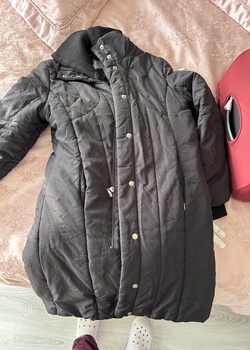 Siyah Düğmeli  Kadın Kışlık Mont - Görsel 4