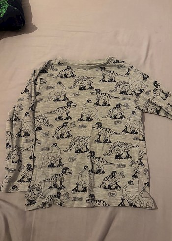 Erkek Çocuk Gri Baskılı Uzun Kollu Sweatshirt