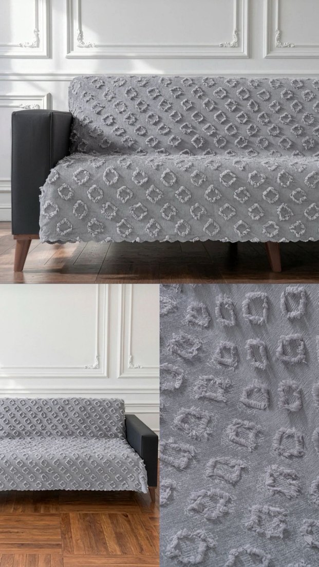 Sakallı şönil Modern Koltuk Örtüsü - Görsel 3