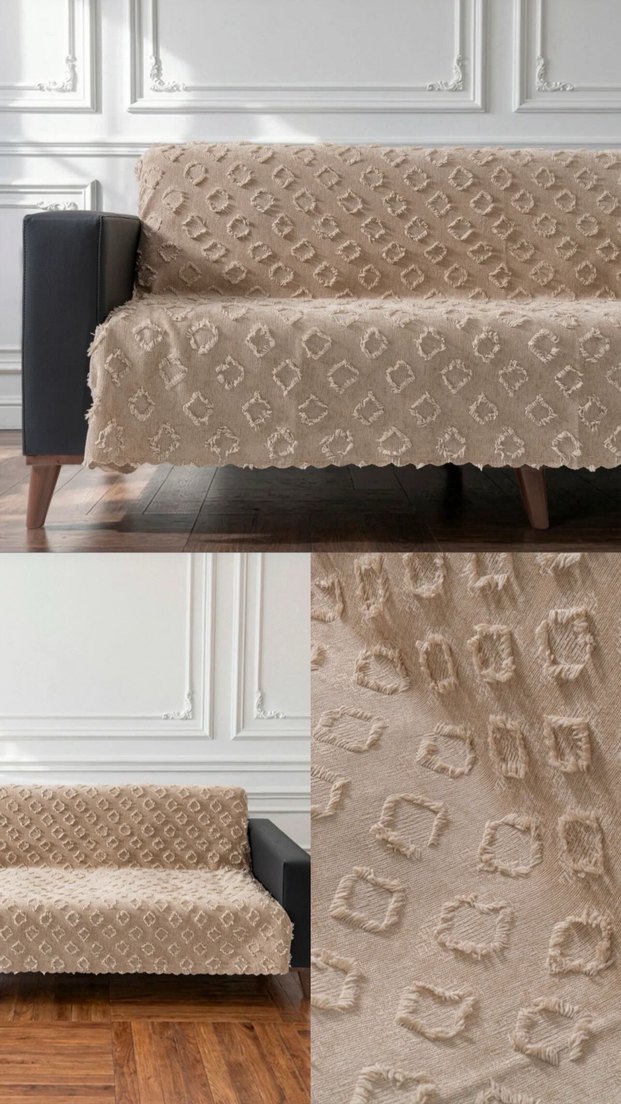 Sakallı şönil Modern Koltuk Örtüsü - Görsel 4