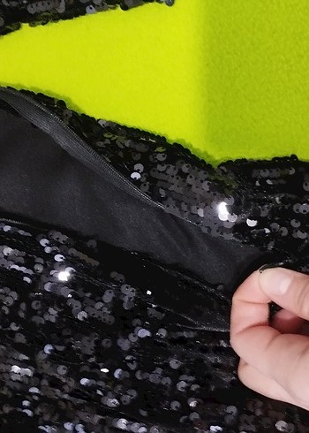 Siyah Payetli Midi Kadın Abiye Elbise - Görsel 4