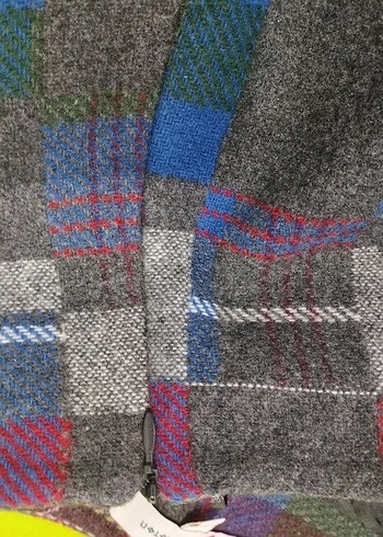 Gri Kareli Çok renkli kısa kaşe etek - Görsel 3