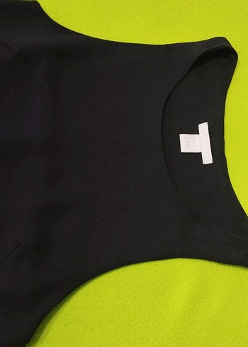 Siyah asimetrik kesim şifon elbise - Görsel 3