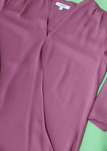 Bordo V Yaka Uzun Kollu Salaş Bluz - Görsel 2