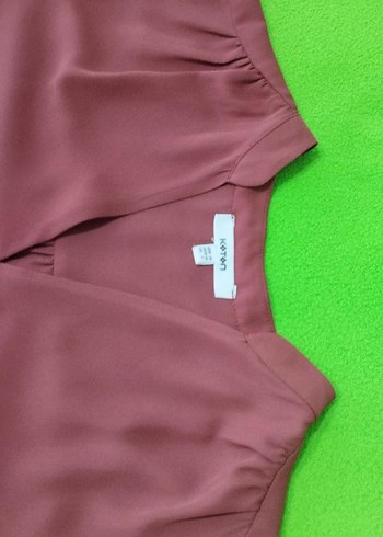 Bordo V Yaka Uzun Kollu Salaş Bluz - Görsel 3