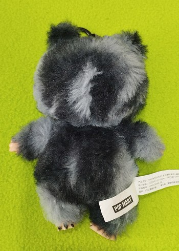 Renkli Gözlü Gri Peluş Labubu Anahtarlık - Görsel 2